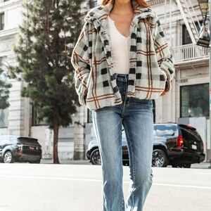 Vici Yosemite Adventures Plaid Teddy Jacket Sage NEW